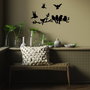 Wallity Accesorio de Pared de Metal Decorativo Bırd Communıty - 4 Piezas - Negro